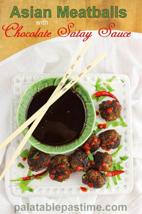 Asian Meatballs with Chocolate Satay Sauce #Choctoberfest Asian Meatballs with Chocolate Satay Sauce
