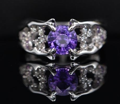 OTL’s 1.55 Carat Unheated Purple Sapphire Ring (Top View) - image from OTL