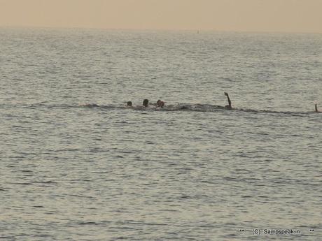 the lure of Bay of Bengal at Marina ~ dangerous swimming in the Sea