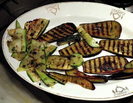 Vegetarian grilled marinated courgettes & aubergine dinner!