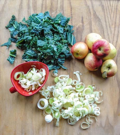 Italian Chicken One Pan Meal with Leeks, Apples, Kale, and Parmesan Cheese