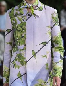 Green is a hard color to pull off, but Issey Miyake definitely made it work by mixing it with white.