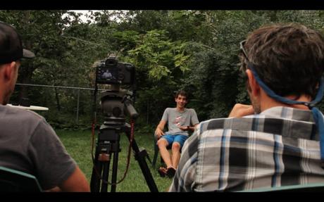 Nick (right) interviewing some guy for some film.