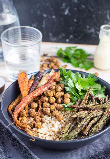 Moroccan Carrot Salad Bowl with Creamy Orange Dressing