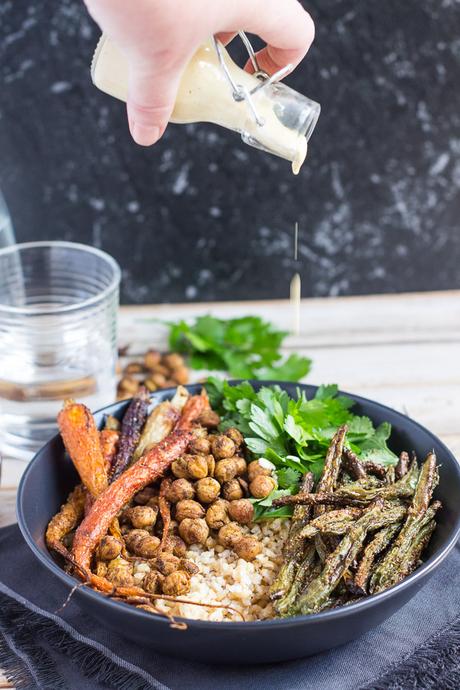 Moroccan Carrot Salad Bowl with Creamy Orange Dressing