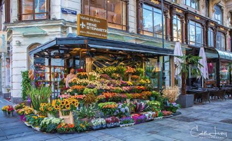 Vienna, Austria, flower market, flowers, street photography, digital painting, travel photography