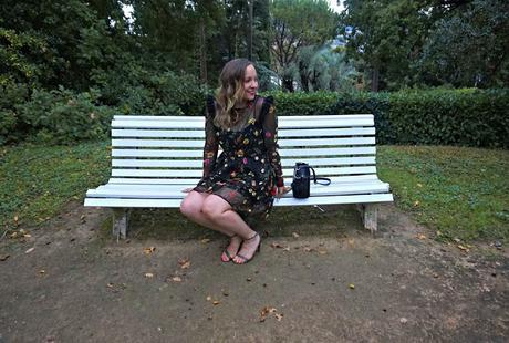 Cannes Chic // Embroidered Floral Dress, Khaki Sandals and Rosy Shades // Outfit