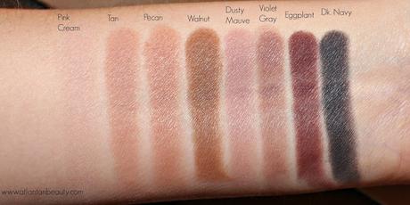 Swatches of the matte shadows from Lorac's Mega Pro 3 Palette