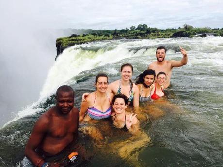 Dangling Over Devil’s Pool in Zambia