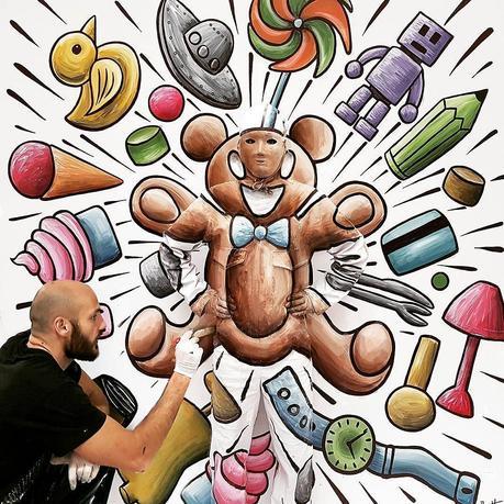 Cute Teddy and Invisible Model :) #FleshandAcrylic #benheineart #teddy #objects #shopping #funny #invisible #art