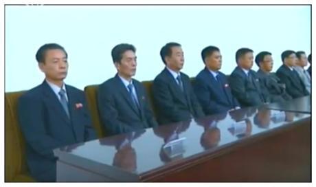 View of platform members attending a meeting marking the 70th anniversary of the WPK Central Committee theoretical ideological organ Kulloja, held in central Pyongyang on October 24, 2016 (Photo: Korean Central Television).
