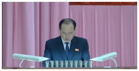 GFTUK Central Committee Chairman Ju Yong Gil speaks during the 7th Congress (Photo: Korean Central Television).