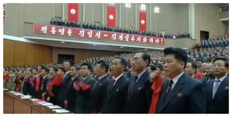 General Federation of Trade Unions of Korea chant during their 7th Congress (Photo: Korean Central Television).