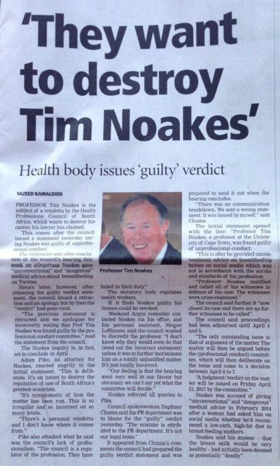 “They Want to Destroy Tim Noakes”