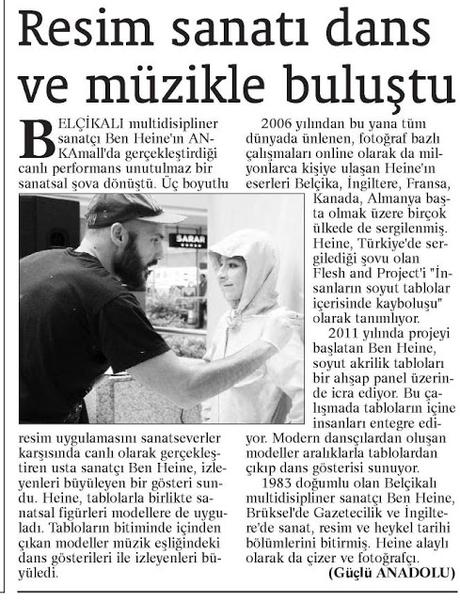 News report in Guclu Anadolu paper - Ben Heine Art - Flesh and Acrylic