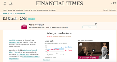 Financial Times: integrated campaign Facts and Truths (US election)
