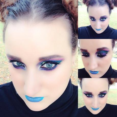 Bright Blue lips and Galaxy Makeup Look