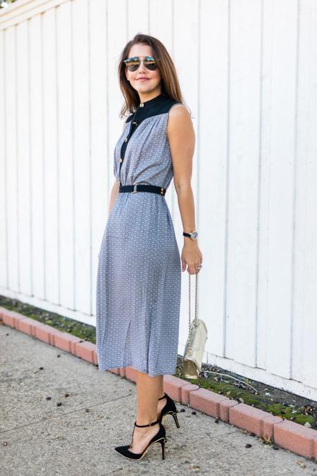 Amy Havins wears a Tory Burch chain link dress.