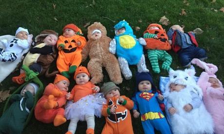 Babys in Halloween costumes