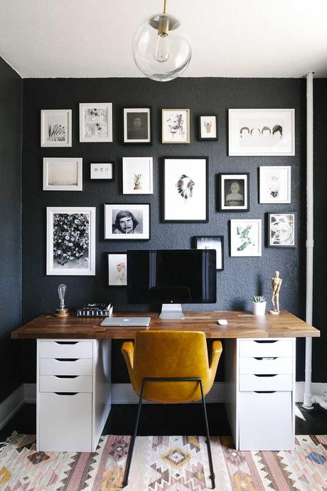 Inspiring home offices in darker hues