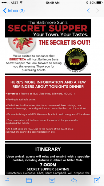 The Baltimore Sun’s Secret Supper at Birroteca