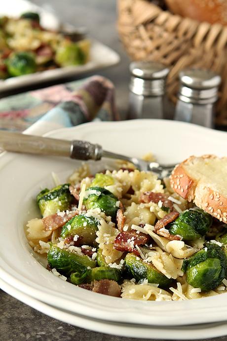 Bowtie Pasta with Bacon and Brussels Sprouts