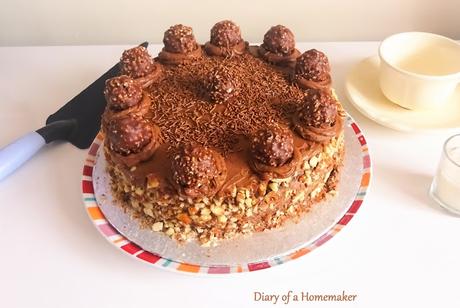 ferrero-rocher-chocolate-cake-birthday-high-tea-tea-trolley-birthday-party-hazel-nuts-cocoa-butter-flour-almonds