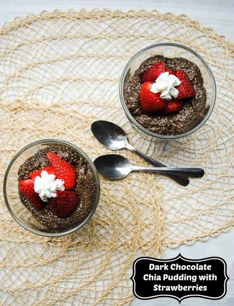 Healthy Dark Chocolate Chia Pudding with Strawberries