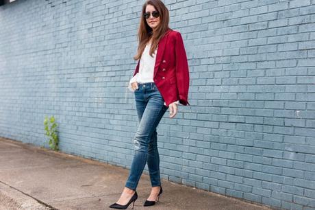 Amy Havins wears red, white and blue from white house black market.