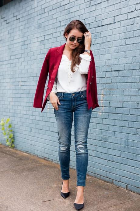 Amy Havins wears red, white and blue from white house black market.