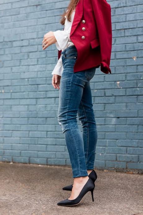 Amy Havins wears red, white and blue from white house black market.