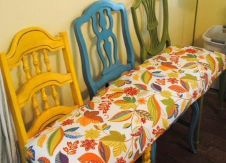 Dining Chairs repurposed as a bench