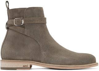 Buckled and Beautiful:  AMI Alexandre Mattiussi Ssense Exclusive Taupe Suede Buckle Boots