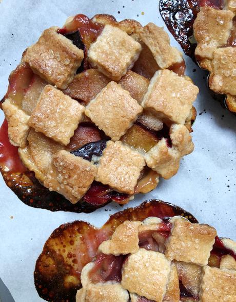 Caramel Apple + Plum Individual Pies with Sugar Cookie Crust