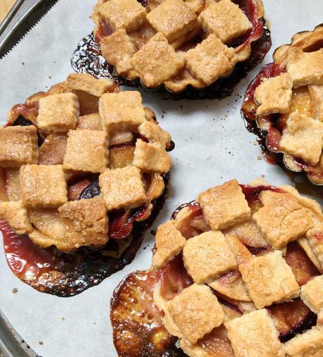 Caramel Apple + Plum Individual Pies with Sugar Cookie Crust