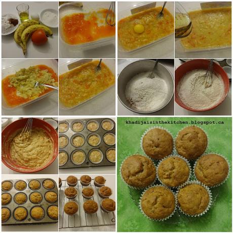 MUFFINS AUX BANANES ET KAKI / BANANA PERSIMMON MUFFINS / MUFFINS CON BANANA Y CAQUI / مافن الموز و التين الكاكي