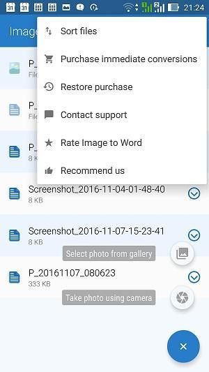 Image to Word Android App Features