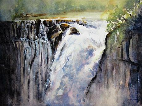 Journey Around The World – Victoria Falls, Zimbabwe, South Africa — Don Barnes Watercolour Art