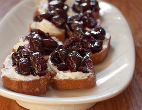 Goat Cheese and Balsamic-Roasted-Cherry Crostini