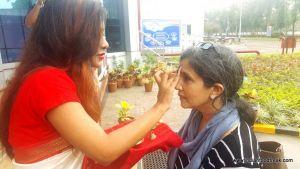 Hostess welcoming Deeba Rajpal