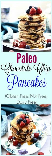Paleo Silver Dollar Chocolate Chip Pancakes (Gluten Free, Grain Free, Dairy Free, Nut Free)