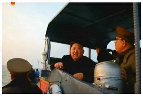 Kim Jong Un on his personal boat prior to his inspection of Kali and Jangjae Islets (Photo: Korean Central Television).