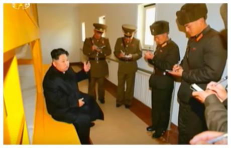 Kim Jong Un issues instructions whilst touring the living quarters at the Changjae Islet coastal defense detachment (Photo: Korean Central Television).