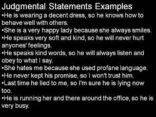 List of Judgemental Statements with Examples