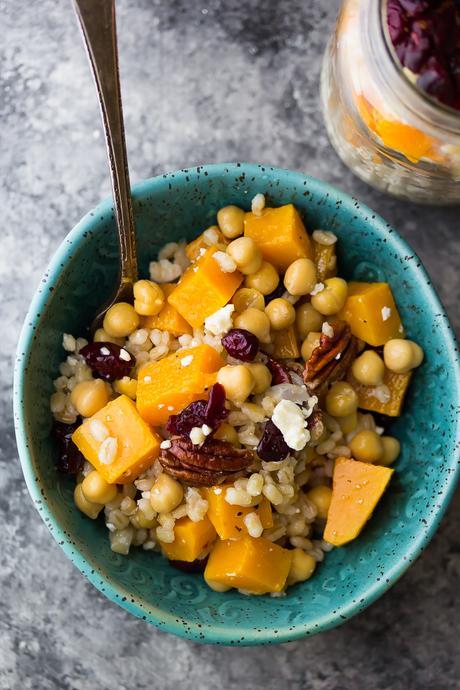 These meal prep Chickpea, Barley and Butternut Squash Lunch Bowls will actually make you excited to eat lunch!