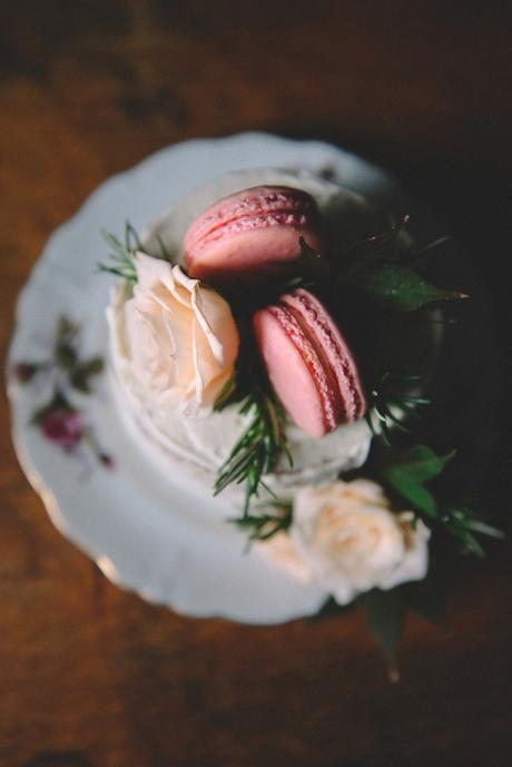 Rose Water Chocolate Chunk Layer Cake with Rose Water Frosting & Rose Macarons // www.WithTheGrains.com