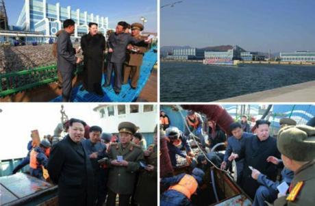 Photos of Kim Jong Un's visit to the May 27 Fishery Station which appeared on the bottom left of the front page of the November 17, 2016 edition of the WPK daily organ Rodong Sinmun (Photos: Rodong Sinmun/KCNA).