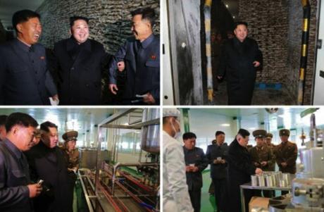 Kim Jong Un tours cannery facilities at the May 27 Fishery Station in photos which appeared on the bottom right of page 2 of the November 17, 2016 edition of the WPK daily organ Rodong Sinmun (Photos: KCNA/Rodong Sinmun).