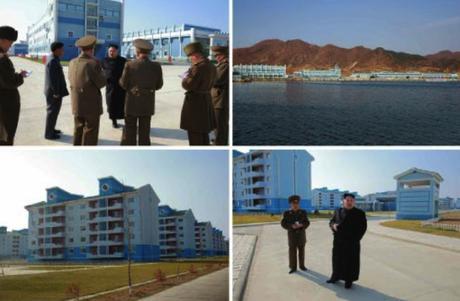 Kim Jong Un tours an apartment complex for workers and managers of the May 27 Fishery Station in photos which appeared on the top left of page 3 of the November 17, 2016 edition of Rodong Sinmun (Photos: Rodong Sinmun/KCNA).