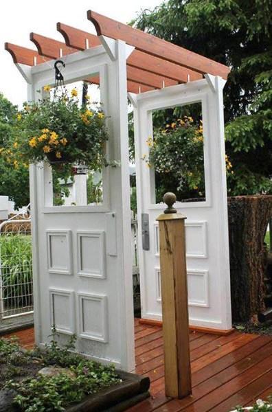Doors Repurposed Into a Garden Arbor